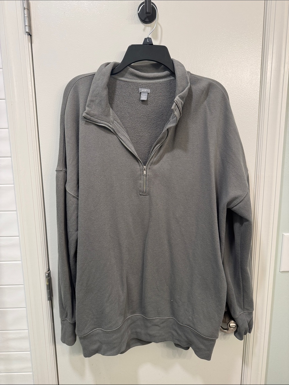 aerie Gray Quarter-Zip Pullover Sweatshirt